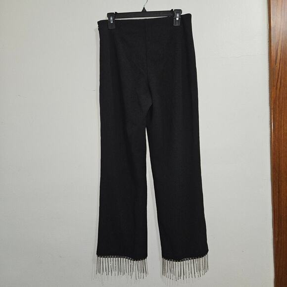 NWT! Acoa Rhinestone Fringe High Rise Black Pants. Size M. - Picture 2 of 10